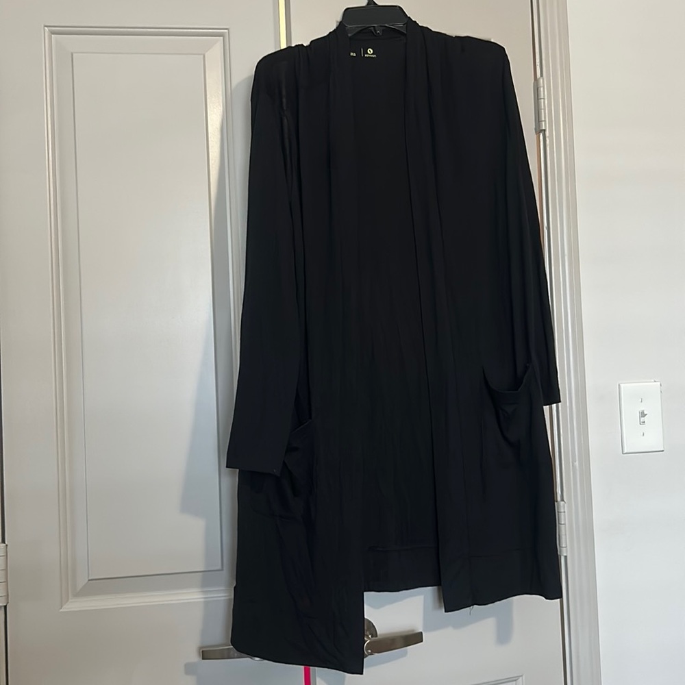 Xersion Black Cotton Long Cardigan w/ Pockets